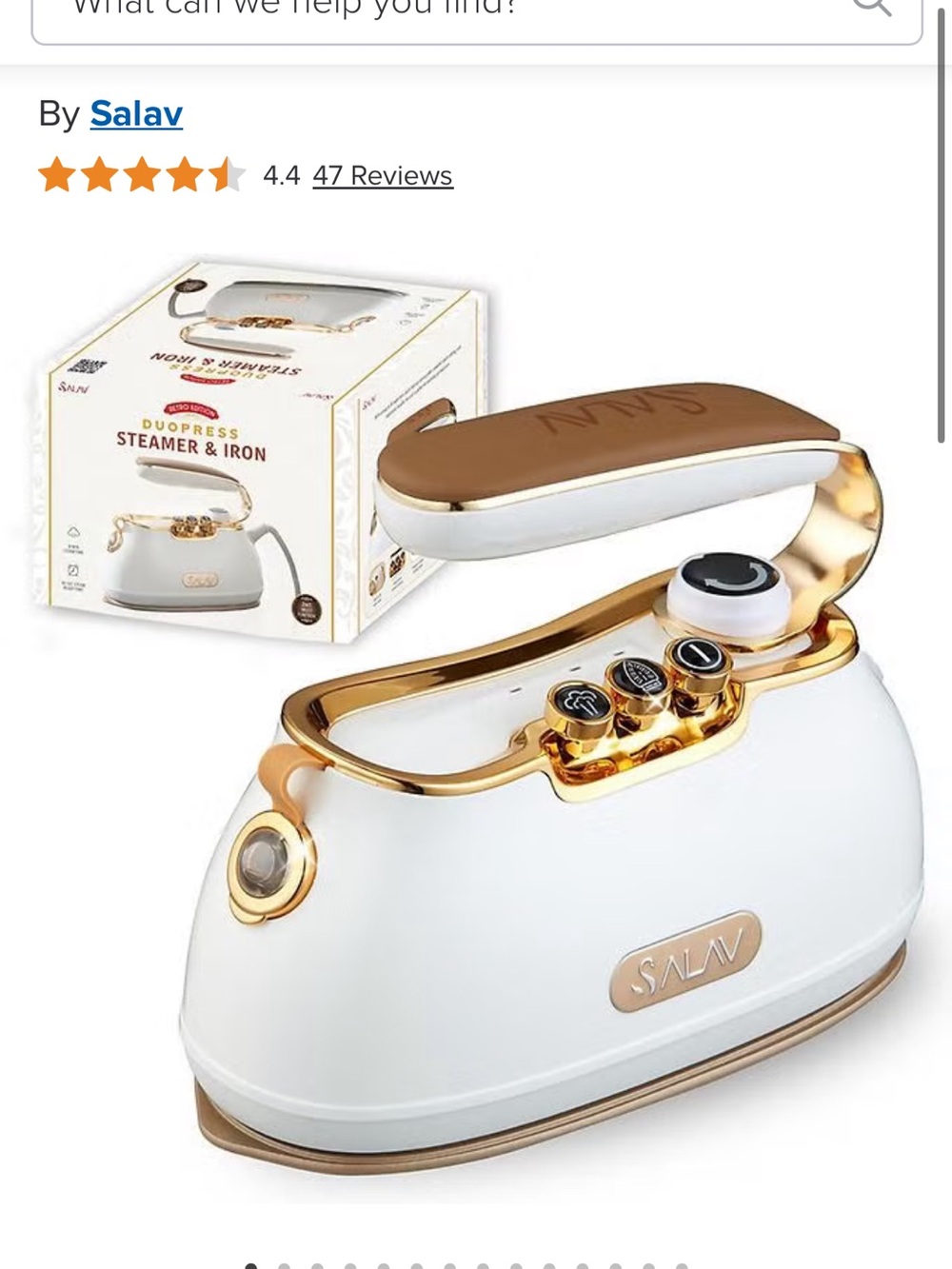 SALAV White and Gold RETRO Handheld Steamer Iron